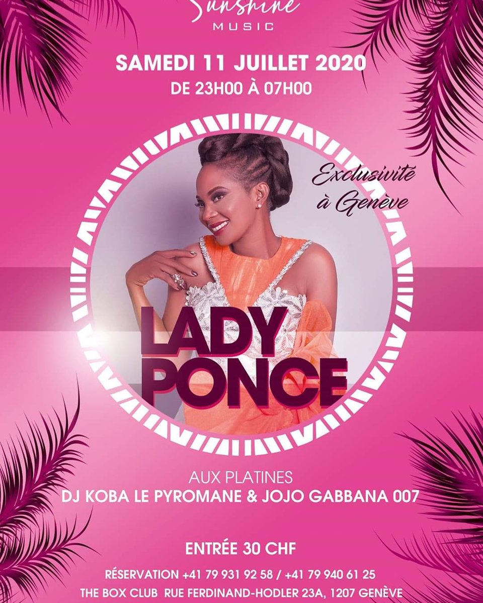 Comot_CMR's tweet photo. Vous êtes  à GENEVE? Super!!!
@lady_ponce_officiel se produit ce samedi 11 juillet  à  partir de 23h au '' THE BOX CLUB"
Reservez dès maintenant 😎👌🏿🔥
#comot #music #weekend #show #bikutsi #fun #saturday https://t.co/ar0uAx83hm
