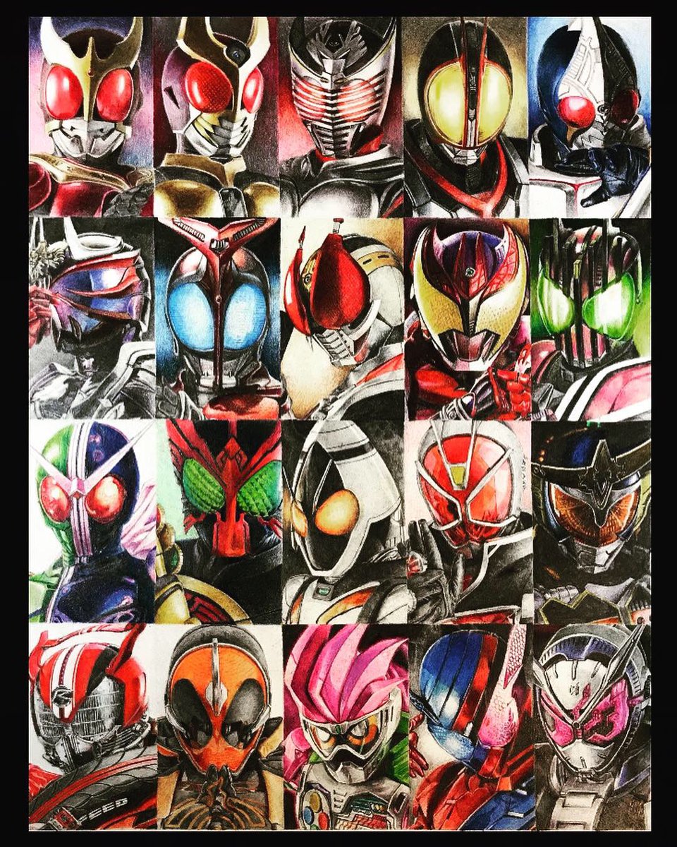 平成ライダーイラスト。息子へのプレゼント。色鉛筆画です。 It is