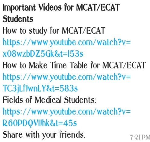 DrLectures's tweet image. Get important tips before you start your preparation! Dm to get links. 
#MCAT #ecat #pharmacy #Medical #onlineclasses
