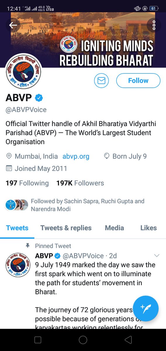 bobbysaini228's tweet photo. Actually it is Akhil Bhajpa Party nothing more than it ...
#Abvpisbrokerofbjp
#boycottABVP 
#RIPABVP

@kumari_selja @INCHaryana @NsuiBudhiraja @nsui @NSUI_KUK
@kumarsurender https://t.co/nVwwnLkotb
