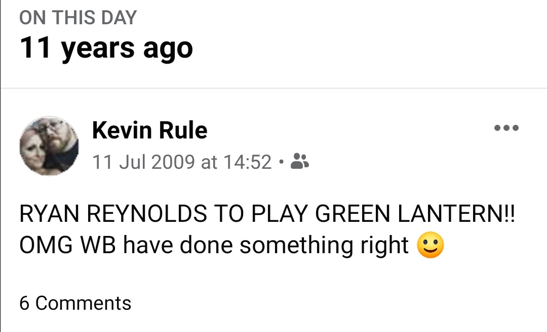 11 years have passed and he's still the best Green Lantern we've gotten... So... There's that 😁 <a href="/VancityReynolds/">Ryan Reynolds</a>