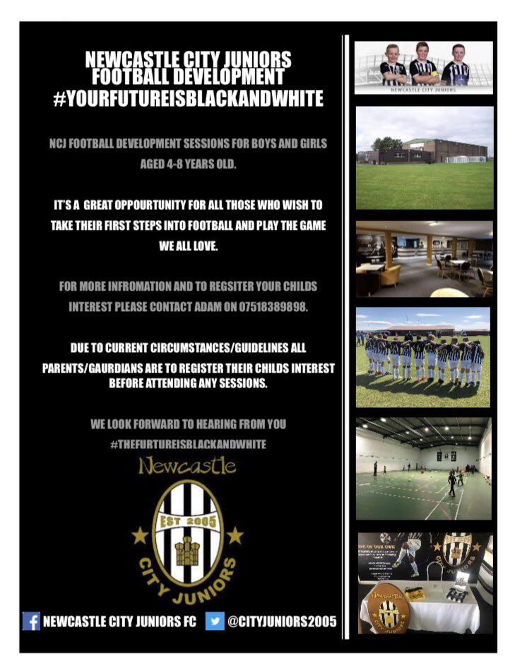 CityJuniors2005's tweet photo. NCJ Football Development is back tomorrow.

We are running two sessions with limited space available.

If you would like your child to attend you MUST register so please contact Adam on 07518389898. 

#TheFutureIsBlackAndWhite https://t.co/YvPB1GFCSK