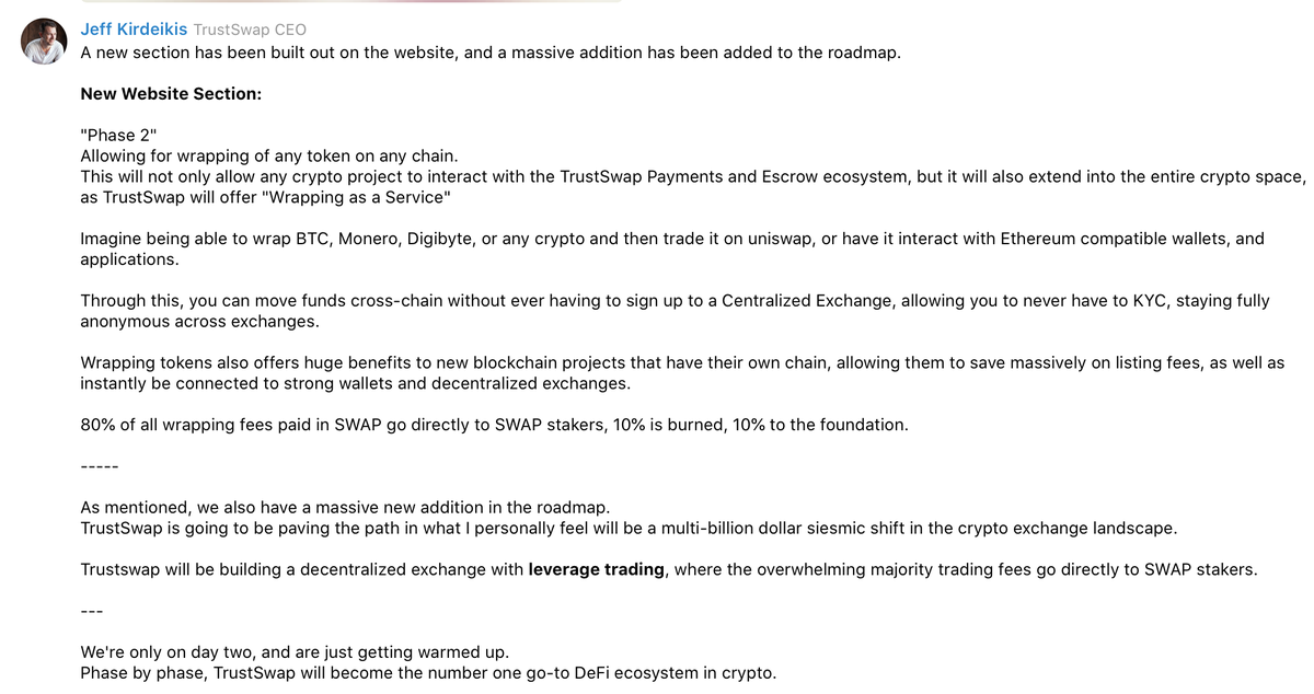 TrustSwap's tweet photo. BIG things are coming. 

We are building an entire DeFi ecosystem that transcends all coins, across all blockchains, and extends the multi-billion dollar crypto exchange industry into an entirely new realm. https://t.co/En25KuRaIL