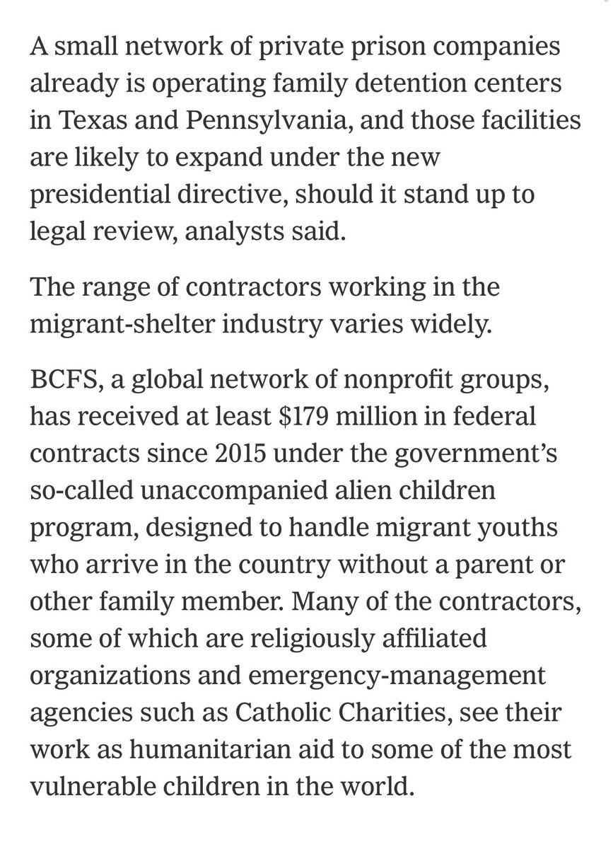 BCFS (non profit) also received $179 million in fed contracts in 2015 u see the so called unaccompanied alien children program. Check out the Catholic Church ties  https://www.nytimes.com/2018/06/21/us/migrant-shelters-border-crossing.html look what all they’ve said since. We remember. 