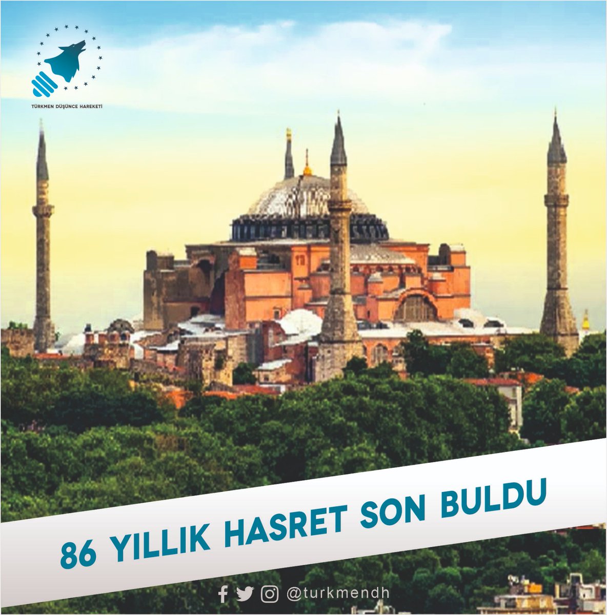 1934 yılında alınan kararla Müzeye dönüştürülen Ayasofya, Danıştay'ın vermiş olduğu kararla 86 yıl sonra camiye yani kendi özüne geri döndü. TDH olarak bu güzel gelişmenin Türk İslam alemine hayırlar getirmesini Yüce Mevladan niyaz ederiz.
#AyasofyaCamii 
#ZincirlerKırıldı
