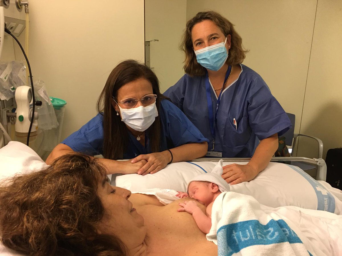 anest_vhebron's tweet photo. Feliç notícia👶🍼! L'Equip de @anest_vhebron (Drs A Conesa, M García i L Laurens Acevedo) amb la Dra. A Suy d'Obstetrícia realitzen la Cesària a una pacient de 51a Excovid amb l'ingrés més llarg d'UCI. Mare i nadó es troben molt bé. Enhorabona a tots! https://t.co/PlfJYZkjwu