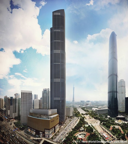 7. Guangzhou CTF Finance CenterLocation: GuangzhouHeight: 1,739 ft (530 m)Floors: 111Architects: Kohn Pedersen Fox Associates (KPF)Building Function: Hotel, Residential, OfficeCompletion: 2016