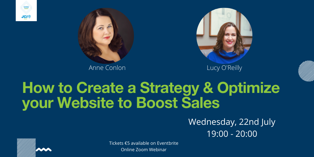 Do you want to see your sales soar? Then don't miss this #BusinessSuccessSeries event

Anne Conlon of All About Sales, will discuss Growth Strategies for your Business &amp; Lucy O’Reilly from Lucy Designs will show us best practices for website optimization
 
bit.ly/JCIBusinessSuc…