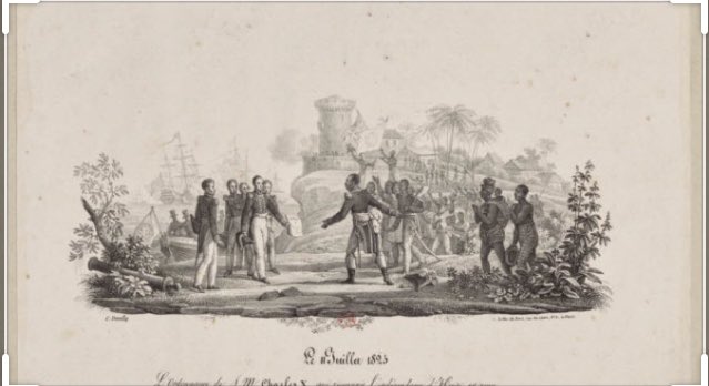 En ce jour, la France reconnut Haïti contre une indemnité de 21 milliards d’euros pour les colons et l’élite française, une indemnité imposée par 500 canons à l’ile. Haïti fini par payer la dette en 1956, cette rançon a appauvri l’île pendant tout le 19eme et 20eme siècle.