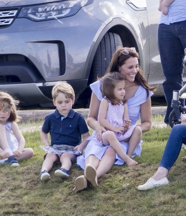 2018 - Kate & the kids cheering on William at Beaufort Polo Club in Gloucestershire...