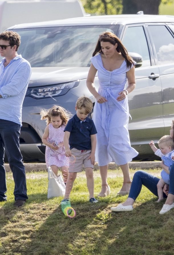 2018 - Kate & the kids cheering on William at Beaufort Polo Club in Gloucestershire...
