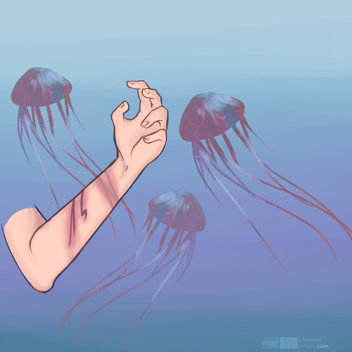 infermeria's tweet photo. M’ha picat una #medusa! Què he de fer!? 🌊‼️
Renta't la zona amb aigua de #mar (l’aigua dolça activa el verí) i evita rascar-te 👉https://t.co/TBKjOgOge4
#picadura #indicacions #aiguademar #aiguadolça #urgència #platja #estiu https://t.co/9eqETXcO48