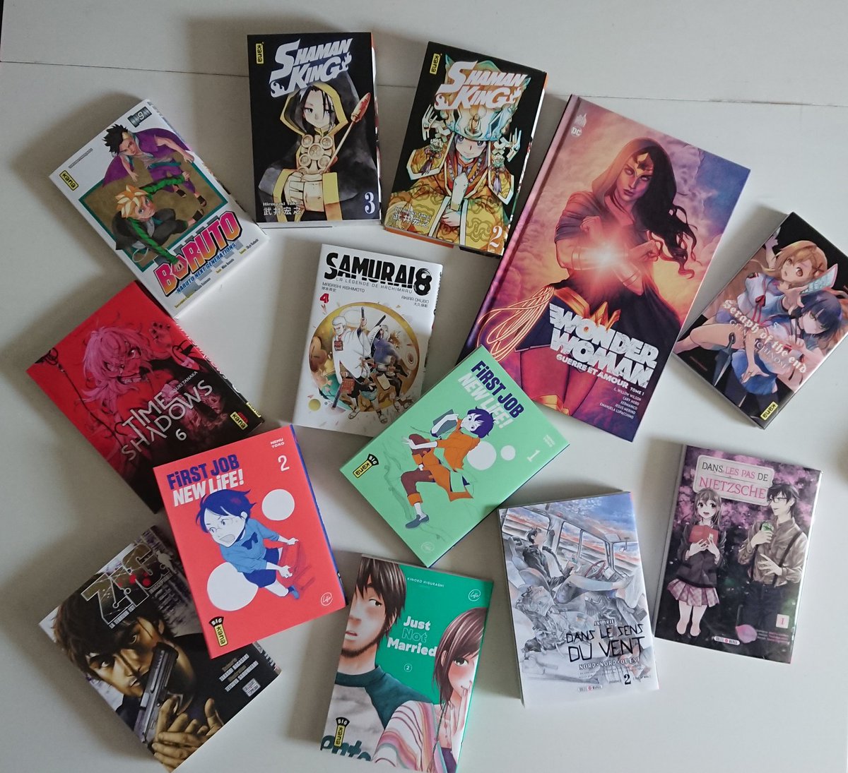 Naka_manga's tweet photo. Arrivage du jour avec @EditionsKana @UrbanComics @Soleil_Manga @DelcourtTonkam

#ShamanKing #FirstJobNewLife #JustNotMarried #Zig #WonderWoman #TimeShadows #Boruto #Samurai8 #DansLeSensDuVent #SeraphOfTheEnd #DansLesPasDeNietzsche https://t.co/yYmU83CqRQ