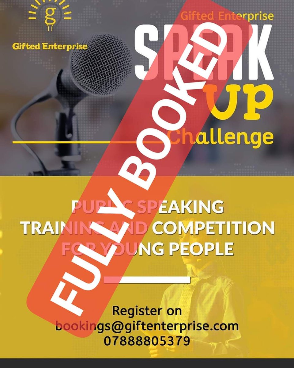 teens_training's tweet photo. ***NEWS FLASH ****
ATTENTION ALL STUDENTS Already participating in the training. The winner of the Speak Up Challenge gets £200 prize. 
Gifted Enterprise  -Youths https://t.co/TfxQMb798o