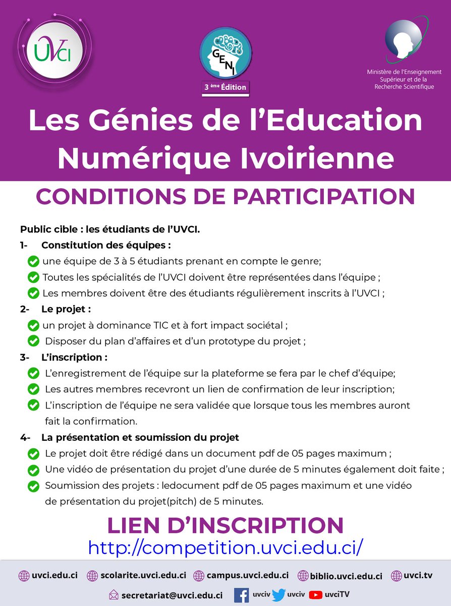 ForticGroup_6's tweet photo. Vous remplissez les conditions suivantes ? Alors, inscrivez-vous pour le #GENI : vous pouvez y arriver ! 
@uvciv @MarouBamba 
#Concours https://t.co/rDiZL9fFLO