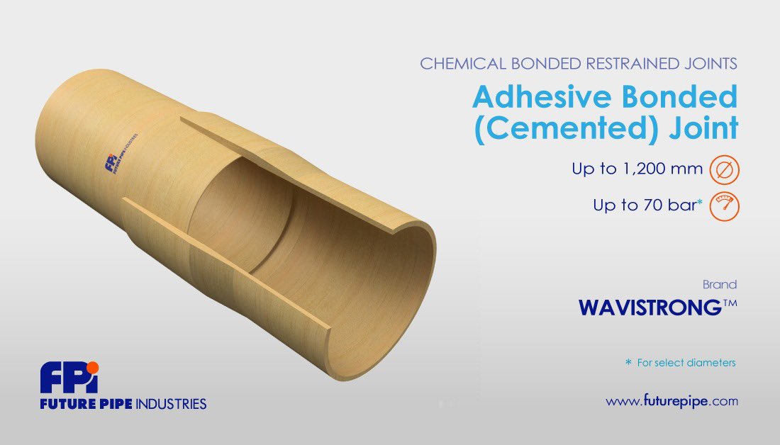 futurepipe's tweet photo. Adhesive Bonded (Cemented) Joint from our Chemical Bonded Restrained Joints family
- Up to 1,200 mm, Pressure up to 70 bar.
- Restrained Joint, does not require thrust blocks.
- Can be installed aboveground as well as buried.
#joints #pipejoints #specialjoints #connectinglives https://t.co/m95wilYpHD