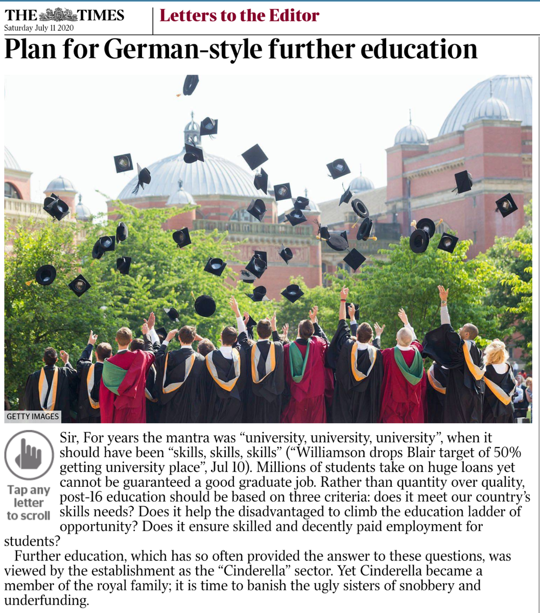 RtHonRobHalfon's tweet photo. For years, Further Education was viewed by the establishment as the 'Cinderella Sector'.  It is worth noting that Cinderella became a member of the Royal Family. We need to banish the two ugly sisters of snobbery &amp; underfunding.  My letter today in @thetimes 👇 https://t.co/d5F6l2U55o
