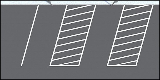 For accessible parking spaces, it's now increasingly common to stripe an extra-wide space with a smaller aisle rather than regular spaces with a wide aisle. Why? Wide aisle happens to be the width of a parking space and people park illegally on them.  https://www.access-board.gov/guidelines-and-standards/buildings-and-sites/about-the-ada-standards/guide-to-the-ada-standards/chapter-5-parking