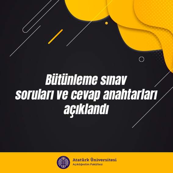 ataaofGrubu's tweet photo. 2019-2020 Bahar Yarıyılı Bütünleme Sınavı Soruları ve Cevapları Yayınlandı
Değerli öğrencimiz, sınav soruları ve cevapları LMS'ye yüklenmiştir. https://t.co/EX7bFG3Syw