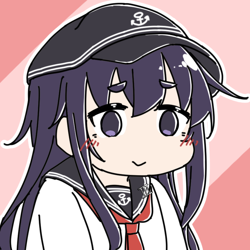akatsuki (kancolle) 1girl long hair solo hat school uniform anchor symbol serafuku  illustration images