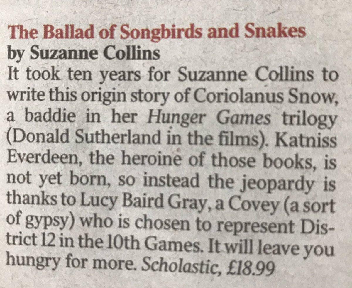 A Ballad if Songbirds and Snakes by Suzanne Collins  @scholasticuk
