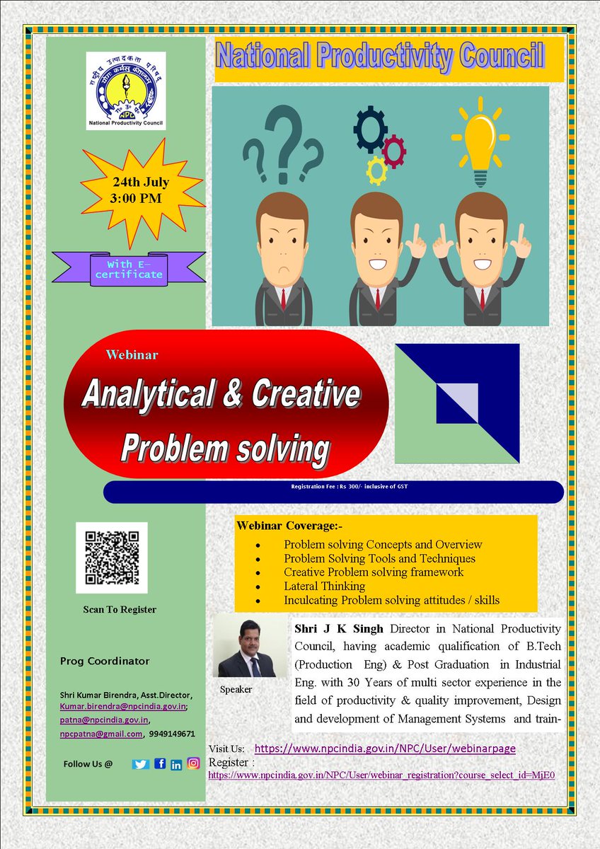 Suvyendu Shivakar (@suvyendushivak1) on Twitter photo #Problem solving is core of #productivity improvement. Join #NPC_INDIA_GOV webinar, july 24. <a href="/ficci_india/">FICCI</a> <a href="/makeinindia/">Make in India</a> @ZED_QCI <a href="/CIIAIIndia/">AI India</a> <a href="/CIIEvents/">CII Live</a> <a href="/QCI_NABET/">NABET #StayHomeStaySafe</a> @QCI_NBQP @QCIelearning @Director_NABH <a href="/NABCB_QCI/">NABCB</a> <a href="/QualityCouncil/">QCI #qualitymatters</a> <a href="/NABL_QCI/">NABL_QCI</a> <a href="/NPC_INDIA_GOV/">NPC INDIA</a> #Problem solving is core of #productivity improvement. Join #NPC_INDIA_GOV webinar, july 24. <a href="/ficci_india/">FICCI</a> <a href="/makeinindia/">Make in India</a> @ZED_QCI <a href="/CIIAIIndia/">AI India</a> <a href="/CIIEvents/">CII Live</a> <a href="/QCI_NABET/">NABET #StayHomeStaySafe</a> @QCI_NBQP @QCIelearning @Director_NABH <a href="/NABCB_QCI/">NABCB</a> <a href="/QualityCouncil/">QCI #qualitymatters</a> <a href="/NABL_QCI/">NABL_QCI</a> <a href="/NPC_INDIA_GOV/">NPC INDIA</a>
