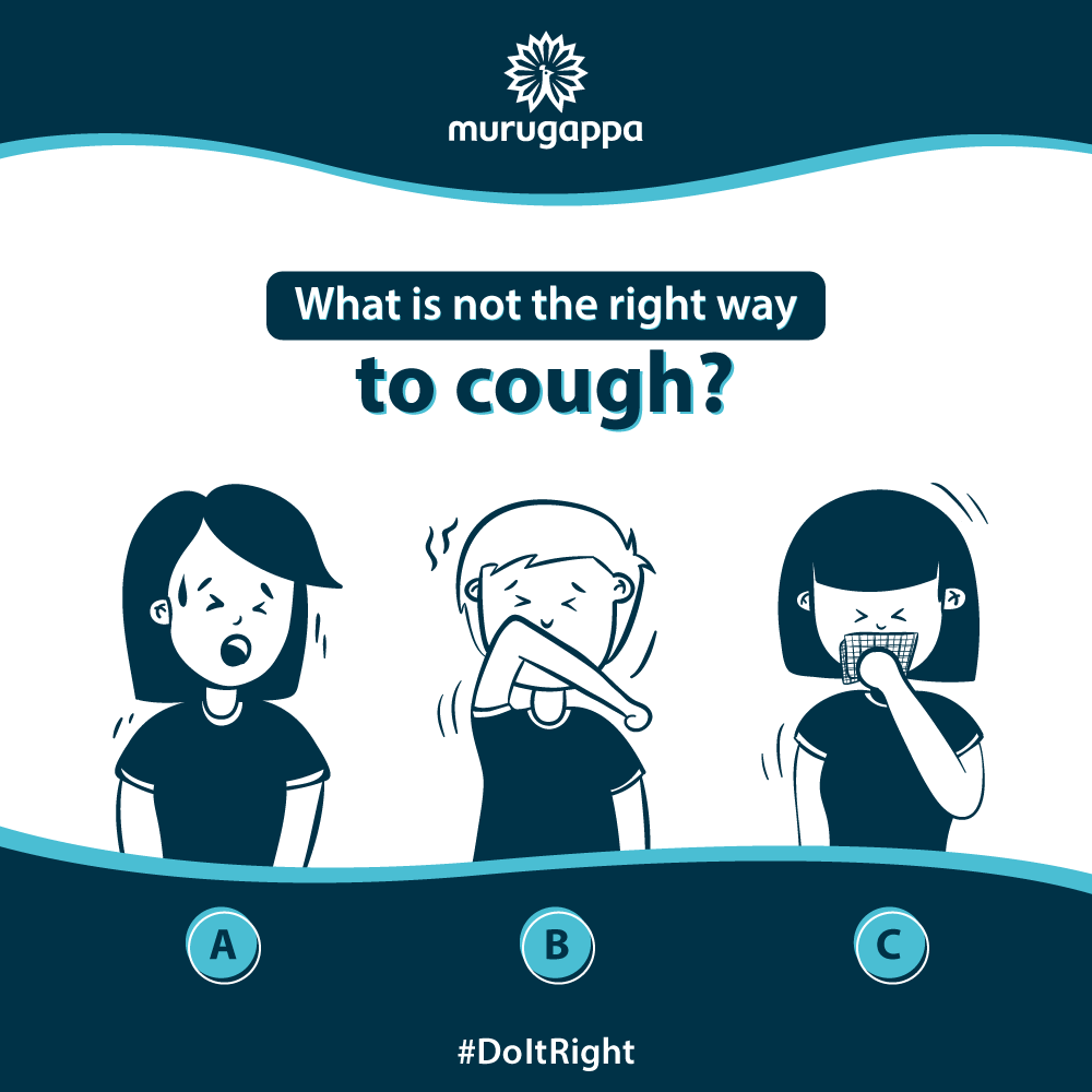 Murugappa_Group's tweet photo. Do you know the right answer? Tell us in the comments!
Always keep your mouth covered while coughing or sneezing
Remember to #DoItRight to protect yourself and those around you!
#MurugappaGroup #Coughing #CoverYourMouth #NewNormal #TogetherLetsProgress #WearAMask #StaySafe https://t.co/ejYnMu3DfC