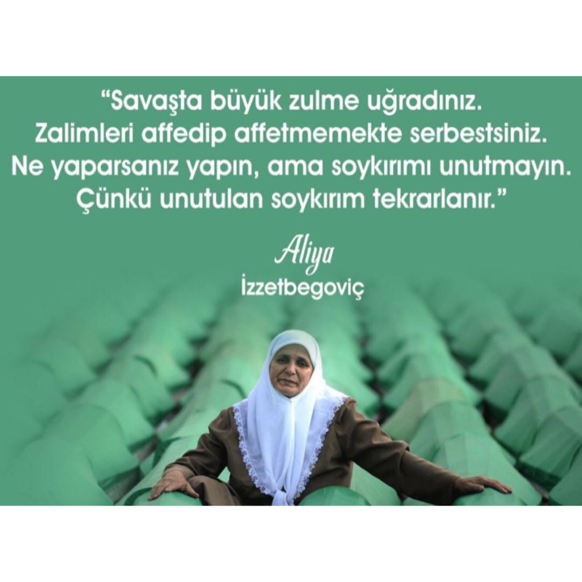 Üzerinden geçen çeyrek asra rağmen #Srebrenitsa'yı unutmadık, asla unutmayacağız. 
Aliya'nın deyişiyle, "Ne yaparsanız yapın ama soykırımı unutmayın. Çünkü unutulan soykırım tekrarlanır.” 
8372 kardeşimize dua ve rahmet ile...🙏

#batman #batmangençbirlik