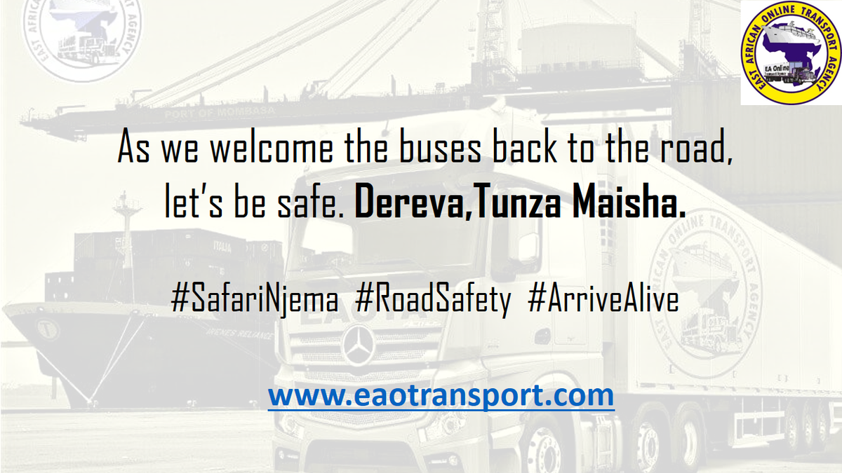 EAOTA2's tweet photo. As we welcome the buses back to the roads, let's all be safe. #SafariNjema #DerevaTunzaMaisha @roadsvolunteer @ntsa_kenya @Ma3Route @Modern_Coast @coastbuskenya @KTA_Kenya @TransportKE https://t.co/T7Or00cStI