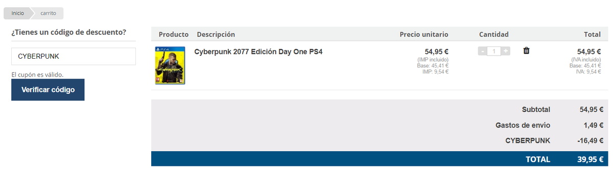 yambalu_com's tweet photo. Se previsor y hazte con él a precio inmejorable... Cyberpunk para PS4 o XB1 por 39.9€ con envío incluido introduciendo el código CYBERPUNK aquí https://t.co/JCjCY9DaTL https://t.co/CrmebFrcn5