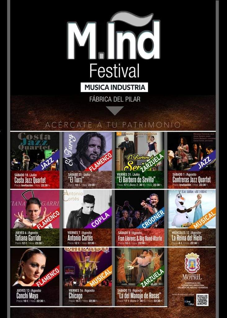 ℹ M.Ind Festival 🎶

🎫 Entradas a la venta en las webs motril.es y en Kinetike.com 

👉 Casa de la Condesa de Torre Isabel, primera y segunda planta, de 09.30 de la mañana a 13.30 horas.
