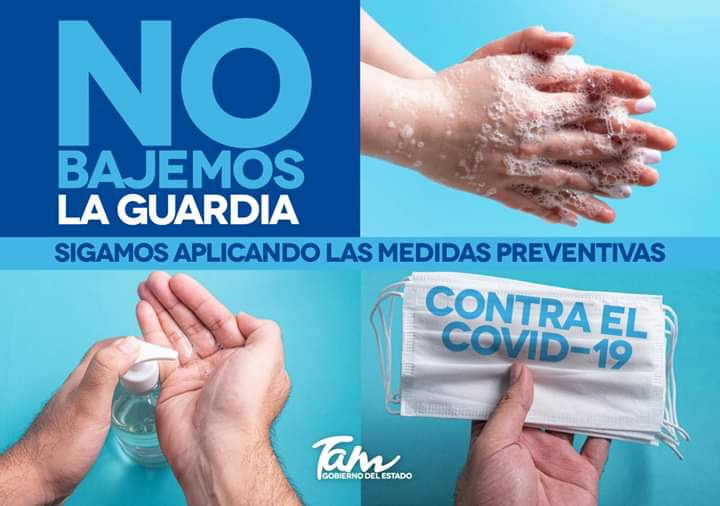 No bajes la guardia. la cifra de casos por #COVID19, sigue siendo alta en #Tamaulipas, continúa aplicando las medidas de higiene y si no es urgente salir de casa, evita hacerlo.

#QuédateEnCasa #PorTuSaludViveMás #TiempoDeTodos #Salud #Tam #CoronavirusMx #MeInformoYMeCuido