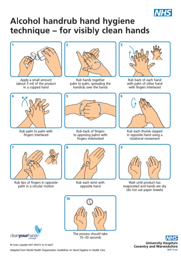 nhsuhcw's tweet photo. Are you washing your hands correctly? 

Whether you're using soap and water or alcohol handrub, there are a few key steps to take to make sure your hands are clean. 

We've shared these steps in the images attached. 

Remember, the processes should take you around 15-30 seconds. https://t.co/FpCHs3nBic