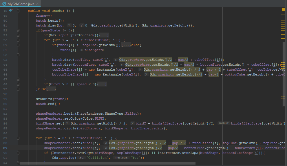 sodabehsherzad's tweet photo. In #Android class, we learned about #ShapeRenderer, #Circle, #Rectangle and #Intersects #objects &amp; #overlaps #method for getting #collision of #flappybird game;
#afghangirlscode https://t.co/H6Yv5Hi89B