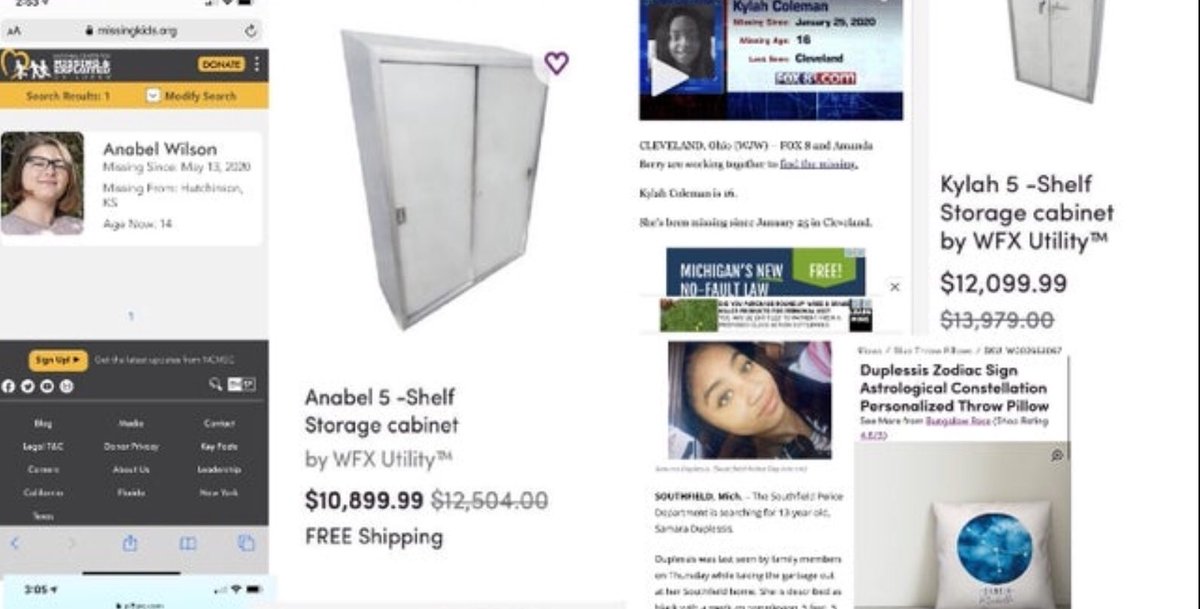 They’ve named these over priced  cabinets after missing children ...cause they are selling  children.....Child sex trafficking and Organ trafficking right in plain sight ...this is how the elites do things right in your face. #wayfairgate #Wayfairtrafficing