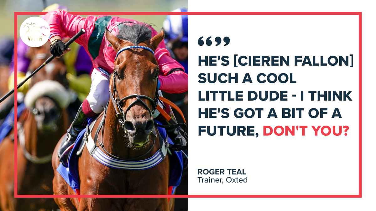 WHR's tweet photo. High praise for 2019's Champion Apprentice @CierenFallonJr. 🙏

@RogerTealRacing #JulyFest #NewmarketRaces. https://t.co/ry3qELNLG9