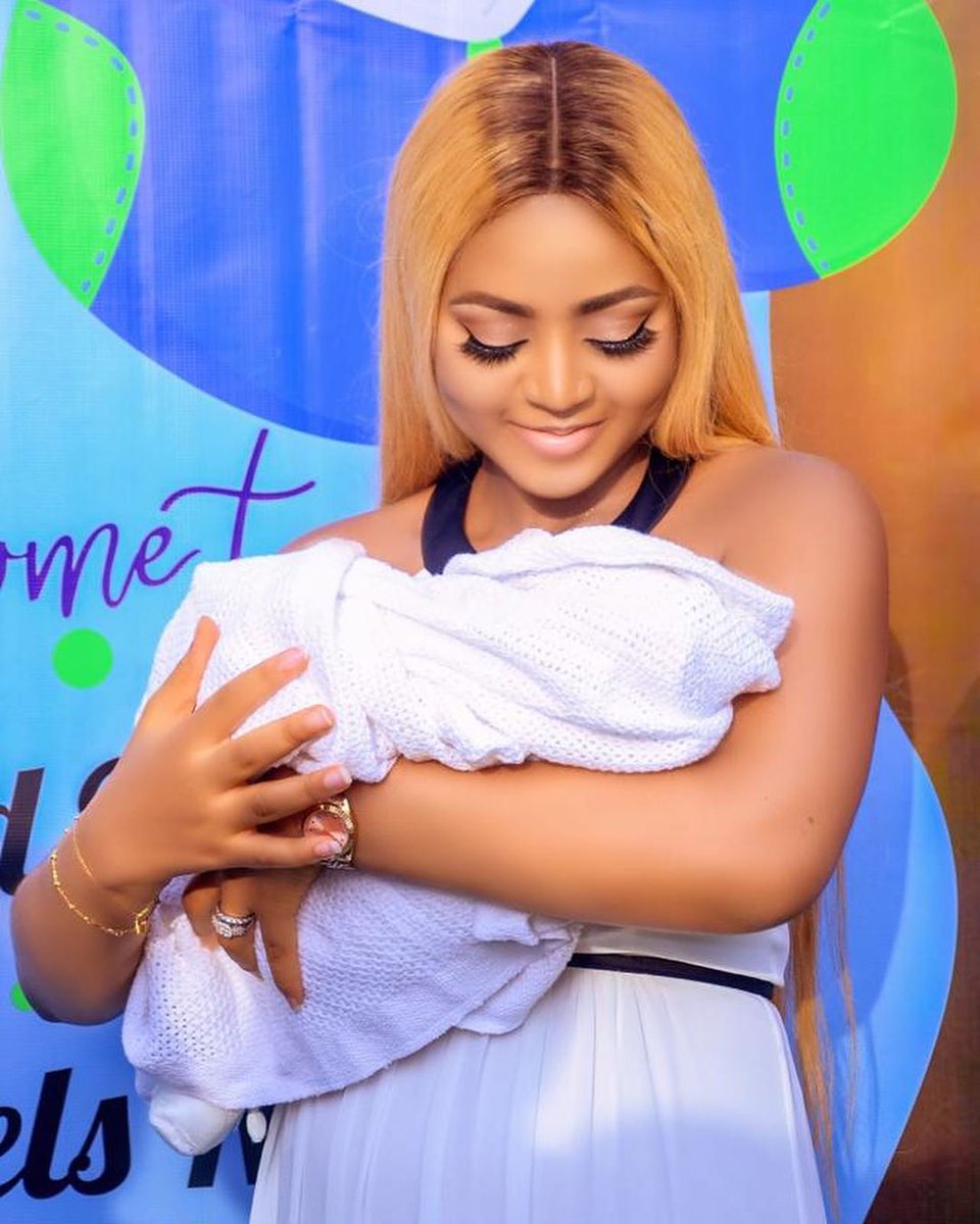 netgists's tweet photo. Nollywood Actress, Regina Daniels Shares Lovely Photos from yesterday's naming ceremony of her son, Munir Neji Ned Nwoko (MNNN).

★ Says “New borns represents life, hope and the promise of love". https://t.co/TobCIKsNBr