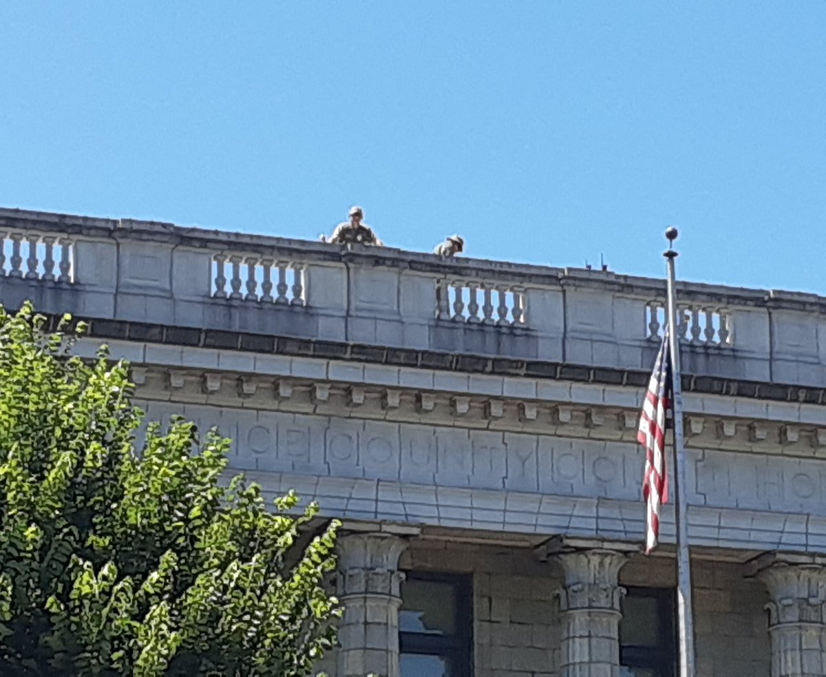 I'm told there were snipers on the roof of the courthouse earlier. These are a different crew