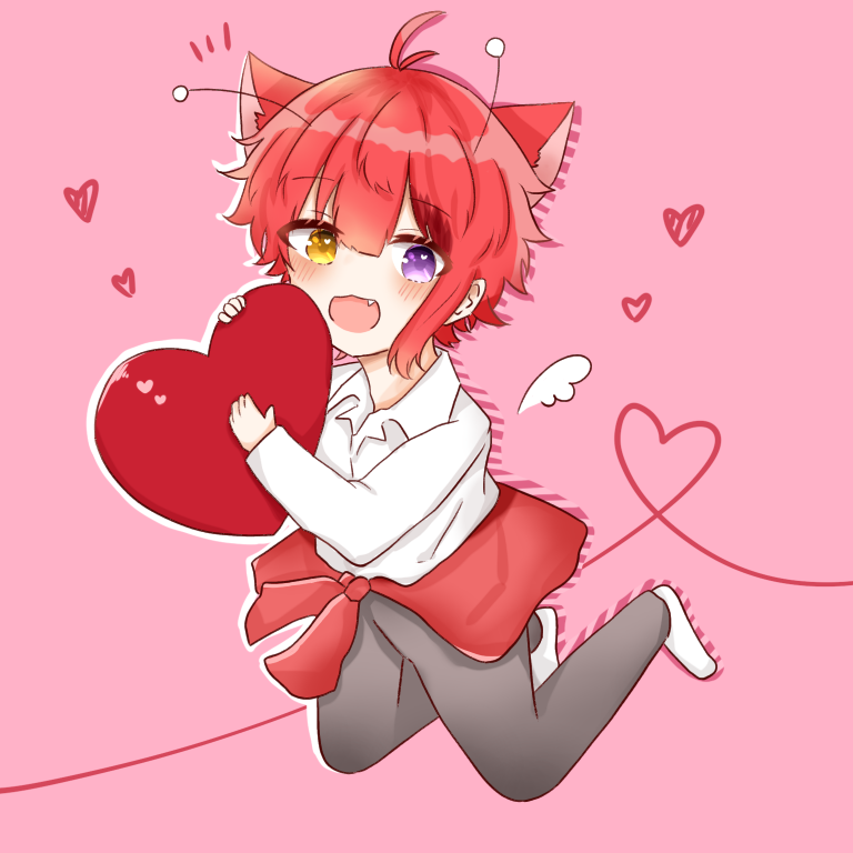 1boy male focus heterochromia animal ears purple eyes red hair cat ears  illustration images