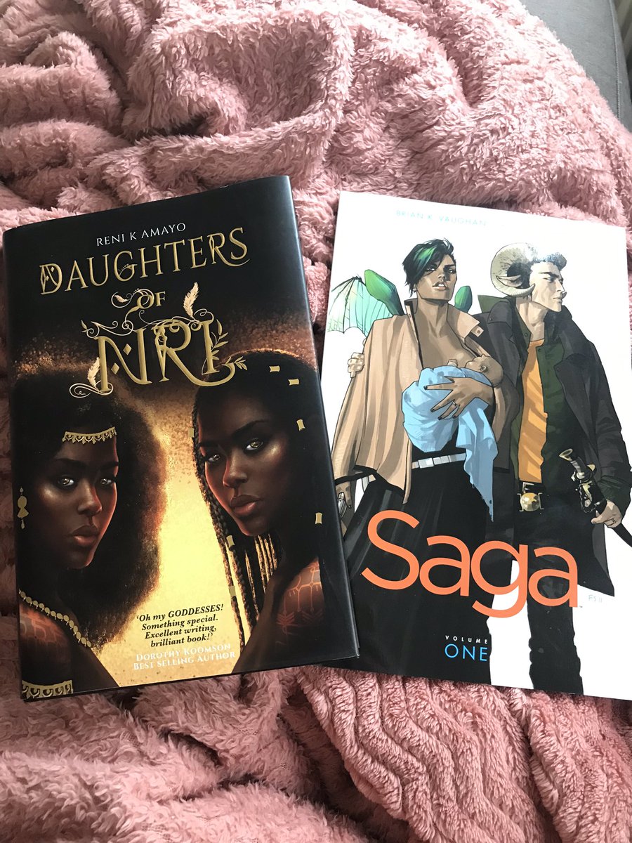 PROMPT 3 & 4 ARE HERE!For ‘culturally diverse’ I’m going for Daughters of Niri! I’m very, very excited about that! For ‘viewer recommends’ I’m going with Saga Vol. 1. I know this is a BookTube fave and my dear friend  @TheGavGav7 absolutely loves it!  @BeccasBookopoly