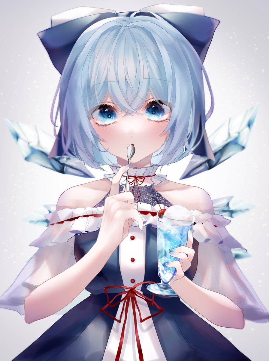 cirno 1girl solo blue hair blue eyes dress ice wings  illustration images