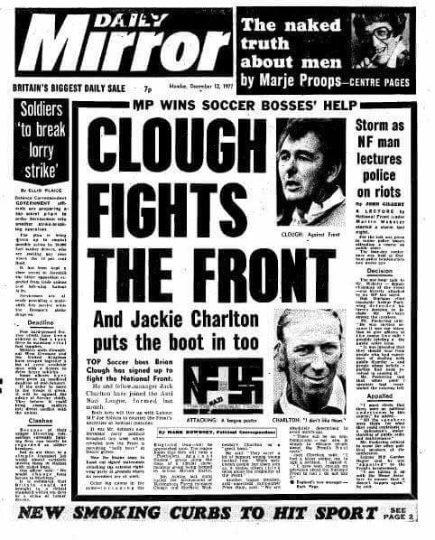 Jack Charlton was an anti-fascist, one of the founding supporters of the Anti-Nazi League in 1977.