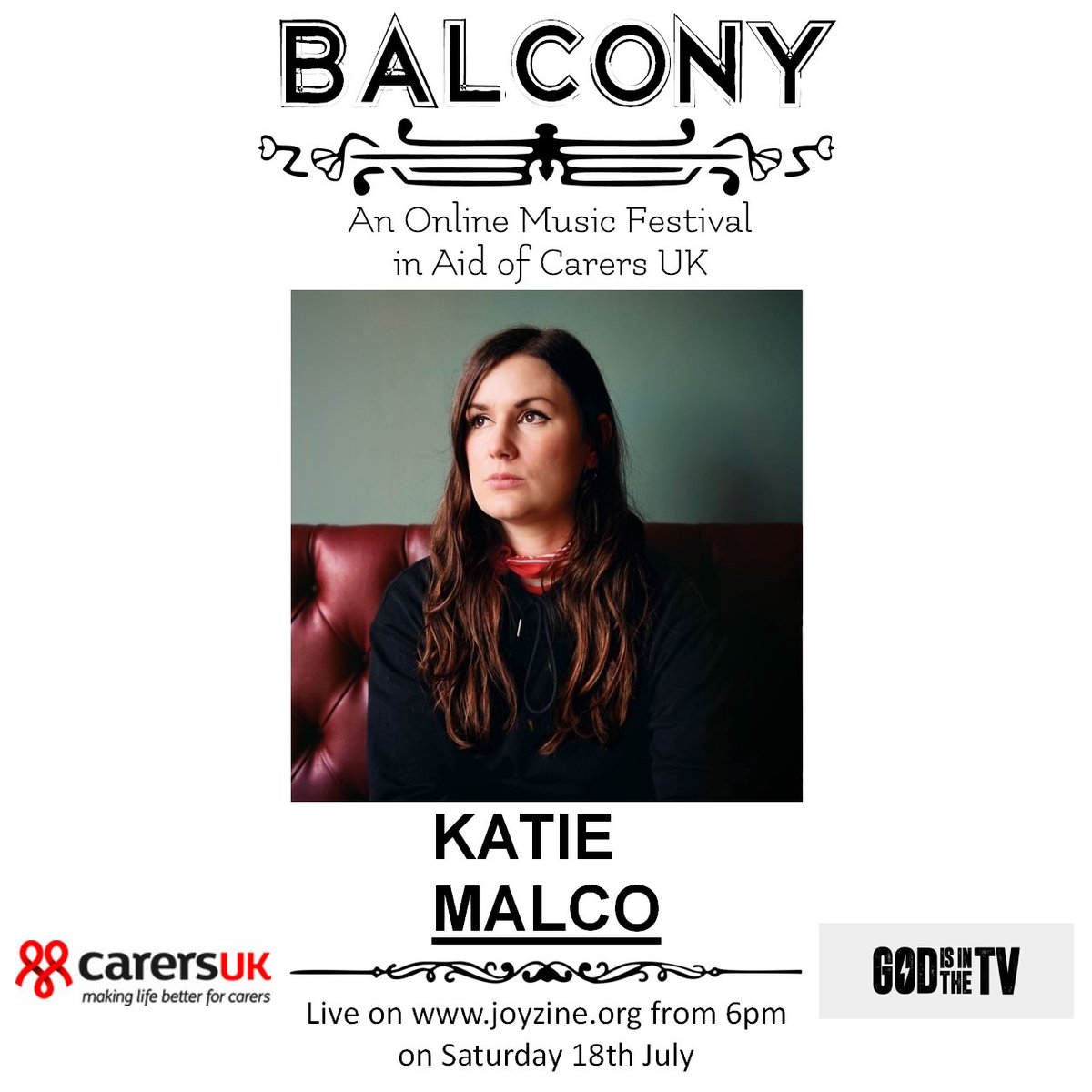 godisinthetv zine (@godisinthetv) on Twitter photo Delighted to announce that <a href="/KatieMalco/">Katie Malco</a> will play our stage <a href="/balconyfest/">balconyfest</a> 7 in Aid of <a href="/CarersUK/">Carers UK</a>
next Saturday! <a href="/Joyzineuk/">Joyzine</a> <a href="/crocroland/">CroCroLand</a>
<a href="/thezineuk/">TheZineUK</a> <a href="/loudwomenclub/">💋 LOUD WOMEN 💋</a> <a href="/sonictonicpromo/">Sonic Tonic</a> <a href="/Gigslutz_/">Gigslutz</a> Delighted to announce that <a href="/KatieMalco/">Katie Malco</a> will play our stage <a href="/balconyfest/">balconyfest</a> 7 in Aid of <a href="/CarersUK/">Carers UK</a>
next Saturday! <a href="/Joyzineuk/">Joyzine</a> <a href="/crocroland/">CroCroLand</a>
<a href="/thezineuk/">TheZineUK</a> <a href="/loudwomenclub/">💋 LOUD WOMEN 💋</a> <a href="/sonictonicpromo/">Sonic Tonic</a> <a href="/Gigslutz_/">Gigslutz</a>