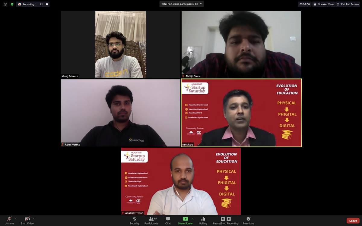 HomeschoolingH's tweet photo. Top #Unschool story: @HeadstartHyd: 'Speakers from Project DEFY, Codedotin ,Unschool, Rise sharp talking about "Democratizing Education with Technology at Scale"
#StartupSaturday #hyd #Headstart #sshyd #edtech #educa… https://t.co/nx09qH3FI0, see more https://t.co/5Tbjr7aw4z