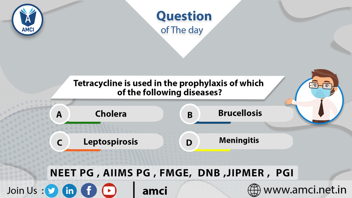 amciedtech's tweet photo. #QuestionOfTheDay
Tetracycline is used in the prophylaxis of which of the following diseases?
(Join our Telegram Channel for daily Medical Pg MCQs 
https://t.co/9pTDgFBo8k)
#FMGE #medicine #MedicalStudents #MedTwitter #MedStudentTwitter #MBBS #doctor #AMCI https://t.co/oUbcXmLgnR