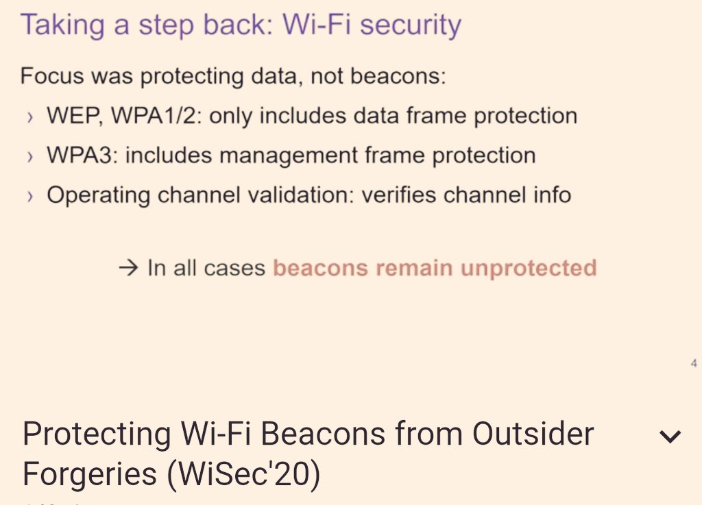 elenaneira's tweet photo. Securing #WiFi control plane's beacons
#CyberSecurity #WiSec https://t.co/I8WHRJ6297