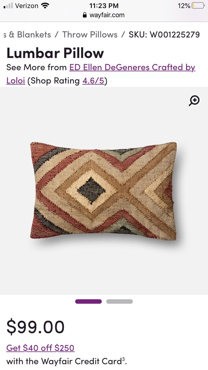 @2wings_samebird @jullissa_21 @EyesOnQ How about the Loloi throw pillow I found yesterday — 3:23pm EST compared to 11:23pm EST yesterday 🤔 also, check the “designer” line attributed