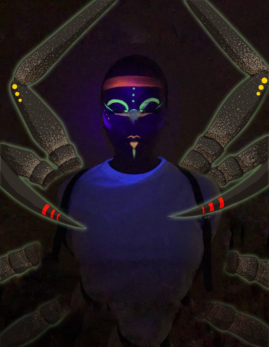 Anansi at a Jouvert Graphics by @Jay_Mayedpd While often-depicted as an animal, Anansi has many representations, not only acting as a man but appearing as one. Also Anansi is an anthropomorphized spider with a human face, or conversely, a human with spider-like.
