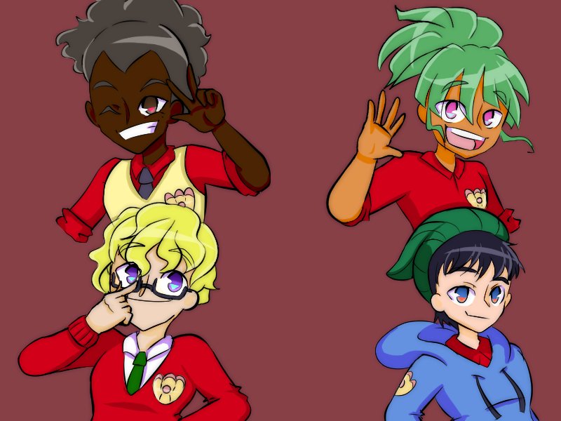 SAccessors's tweet photo. They're here! Dominic, Milo, Sammy and Felix, this was a sketch and color test. Whattadaya think?

I guess it's a profile pic for them. 
Available auditions for them in BTVA (Behind The Voice Actors), link in Instagram profile
 The next carriers and Starlight Accessor members. https://t.co/ohGevMm6EX