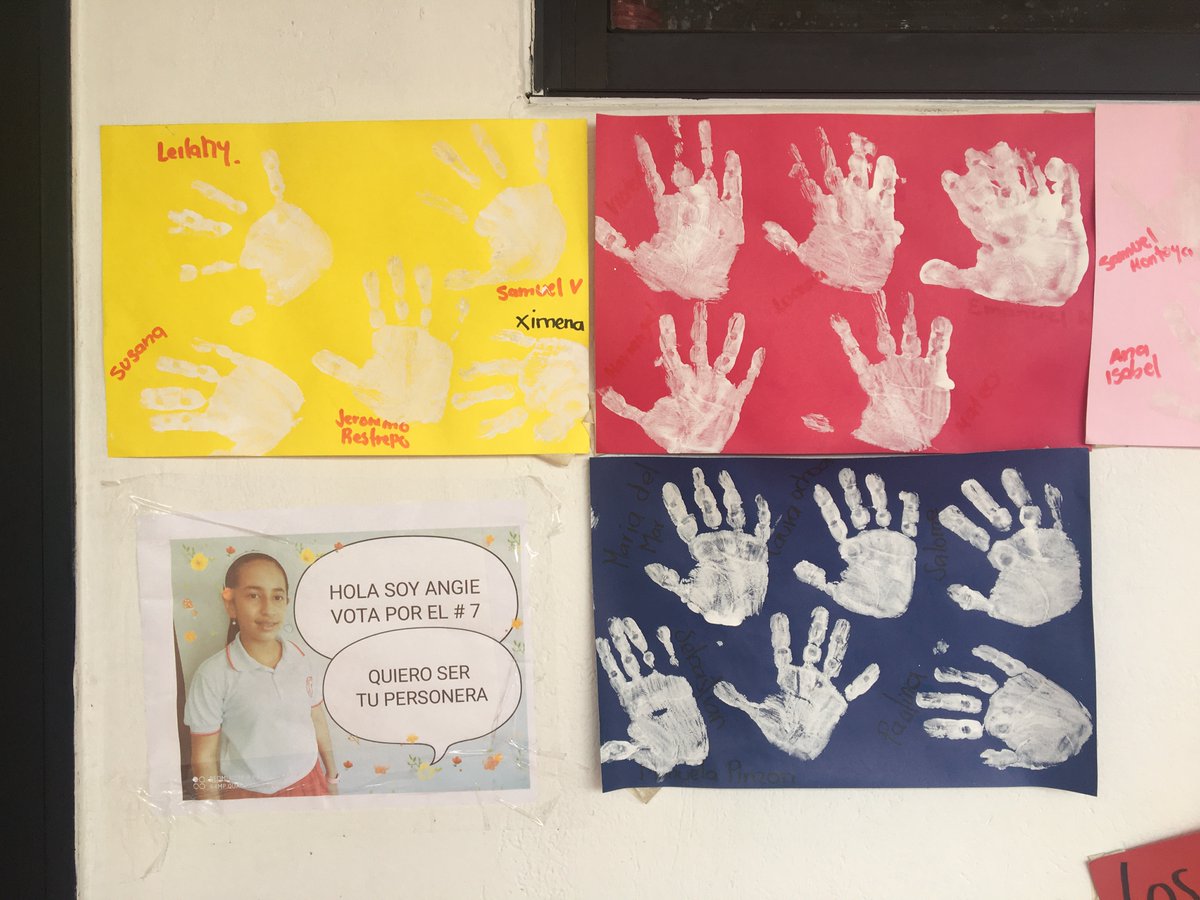 As we traveled through pandemic-choked Colombia, we realized the engines of social mobility were collapsing around us. Here: Handprints of students at a school that was teetering near closure, with parents unable to pay fees. The kids' names: Susana, Samuel, Ximena.